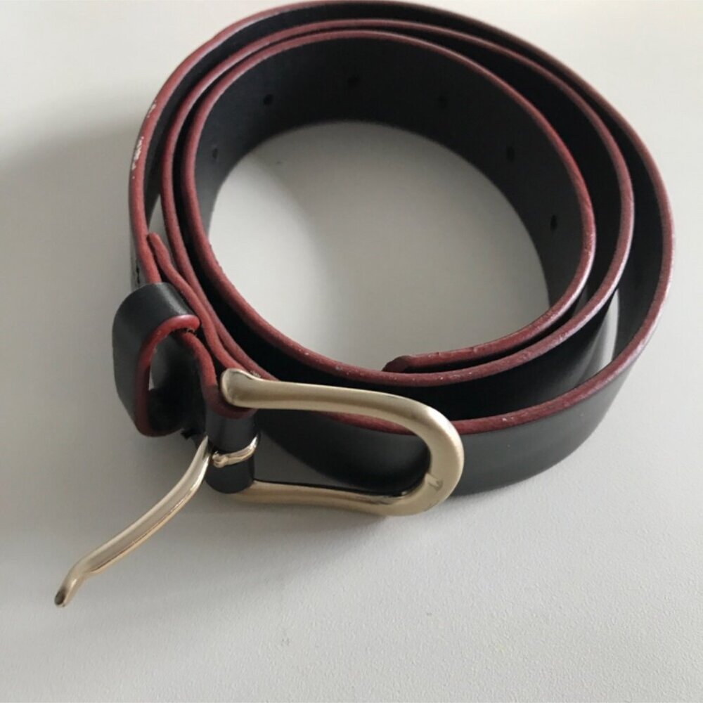 DELTA AIRLINES BELT BLACK LEATHER SMOOTH UNIFORM MENS SMALL